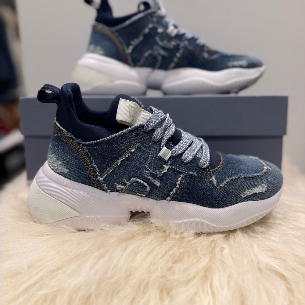 Hogan Frayed Denim Blue Sneakers size 38